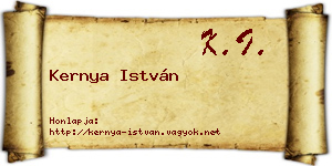 Kernya István névjegykártya